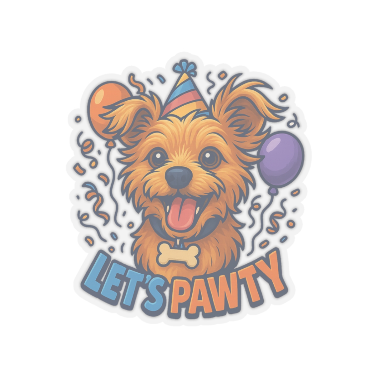 Let's Pawty Stickers for Party Decor, Birthday Decoration