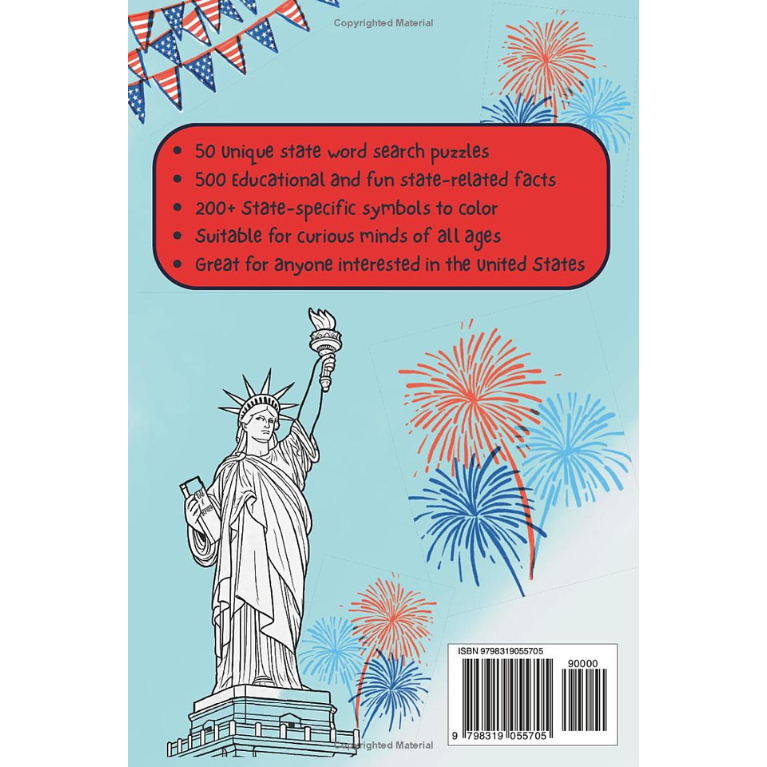 United States Word Search with Educational Facts and Coloring Pages