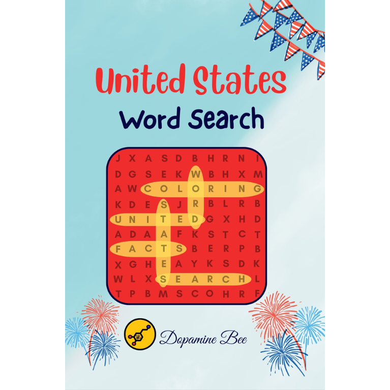 United States Word Search with Educational Facts and Coloring Pages