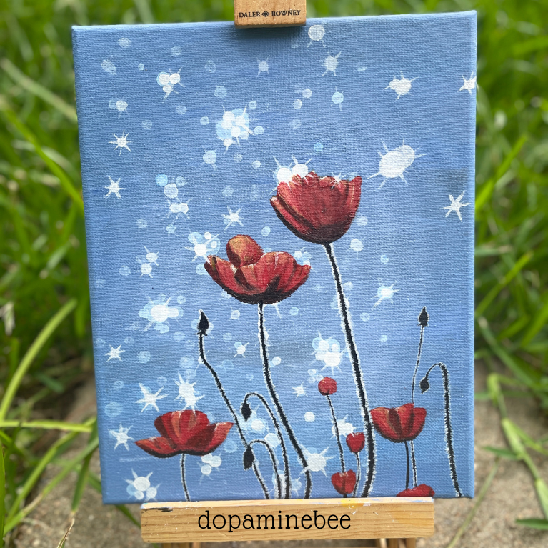 Red Poppy Flowers Canvas Painting 8x10 Inches